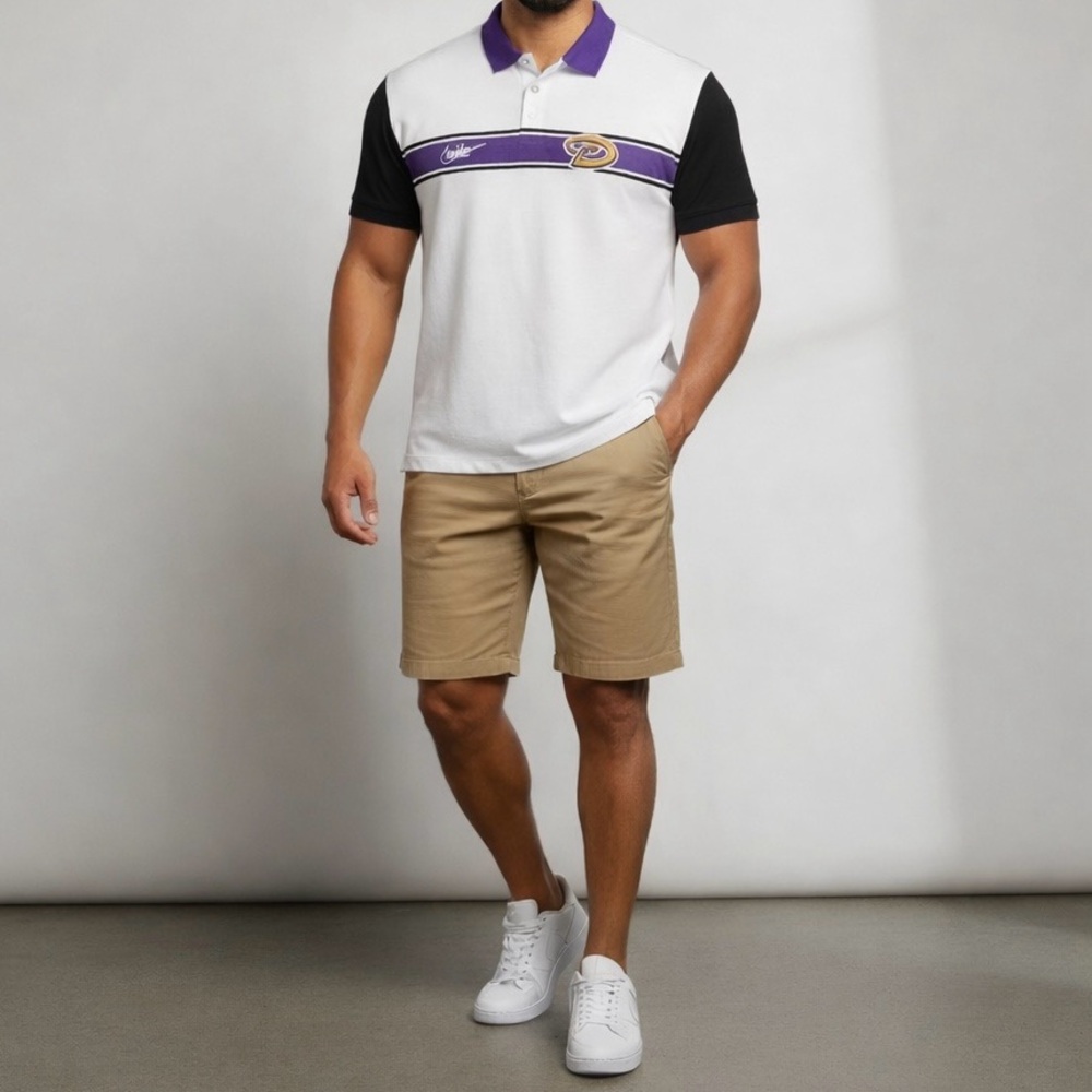 Nike Cooperstown Diamondbacks Polo XXL Purple Black White Retro Baseball Shirt